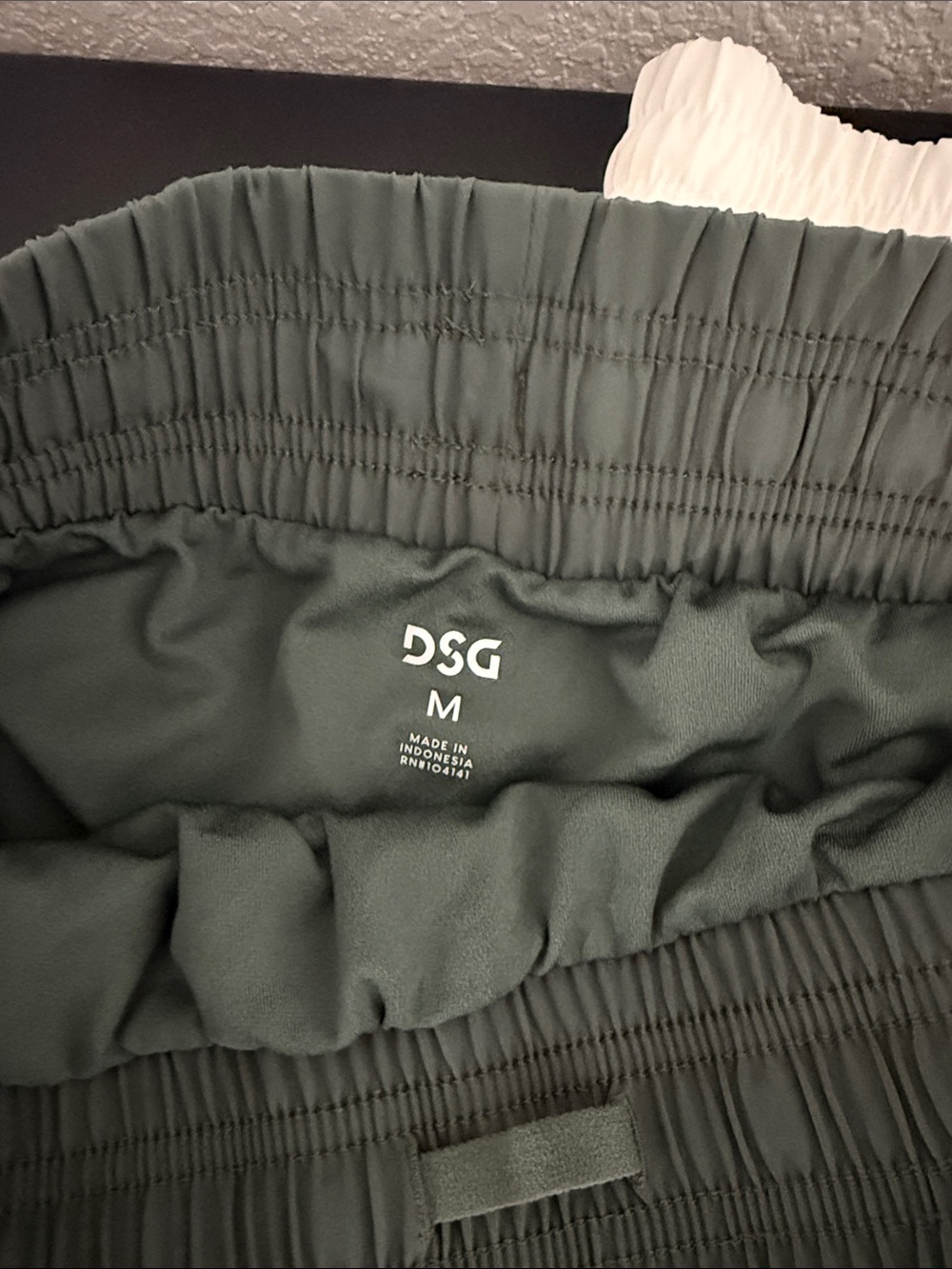 DSG Olive Green and White Athletic Running Shorts - Picture 2 of 4